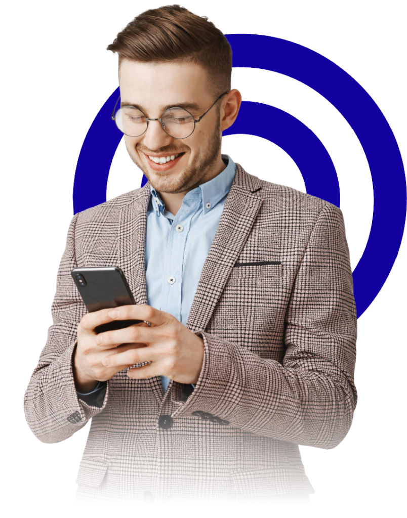Empreendedor usando o app Clickon