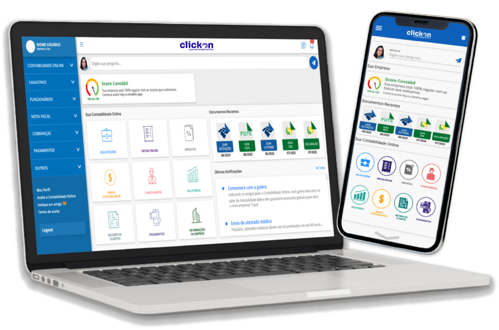 App Clickon em vários dispositivos